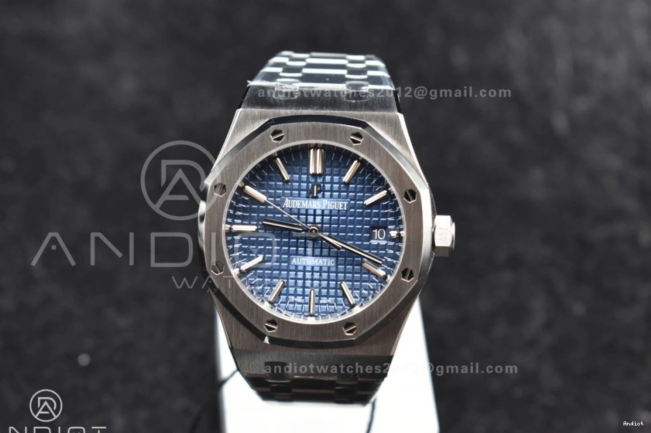 15450 on Best 1:1 Bracelet 37mm Edition Dial Clone Super Royal Blue SS SS ZF Textured Oak SA3120 0117